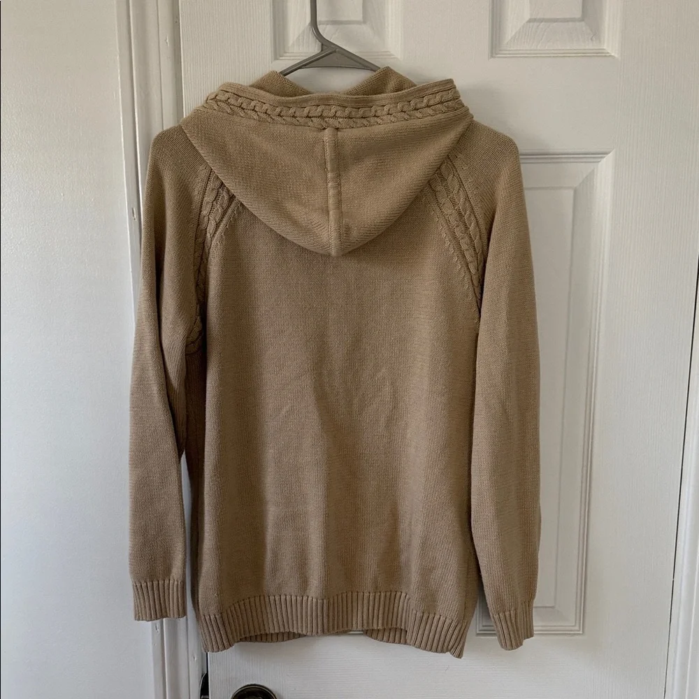 White Stag Women’s Cable Knit Zip Up Hoodie Cardigan Beige Size M
